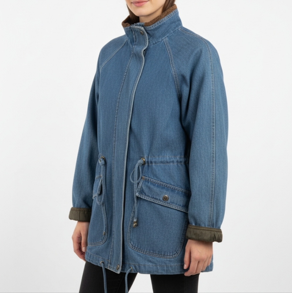 Vintage 90s Denim Anorak Jacket Medium